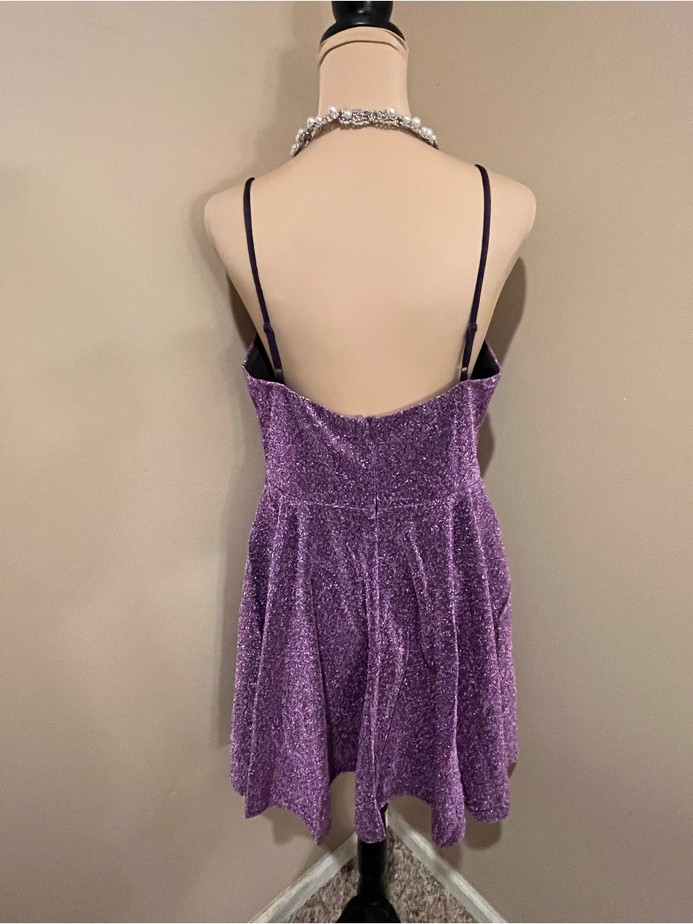Ever Pretty Lavender Sparkle V-Neck Skater Dress, size 14 - Picture 4 of 10